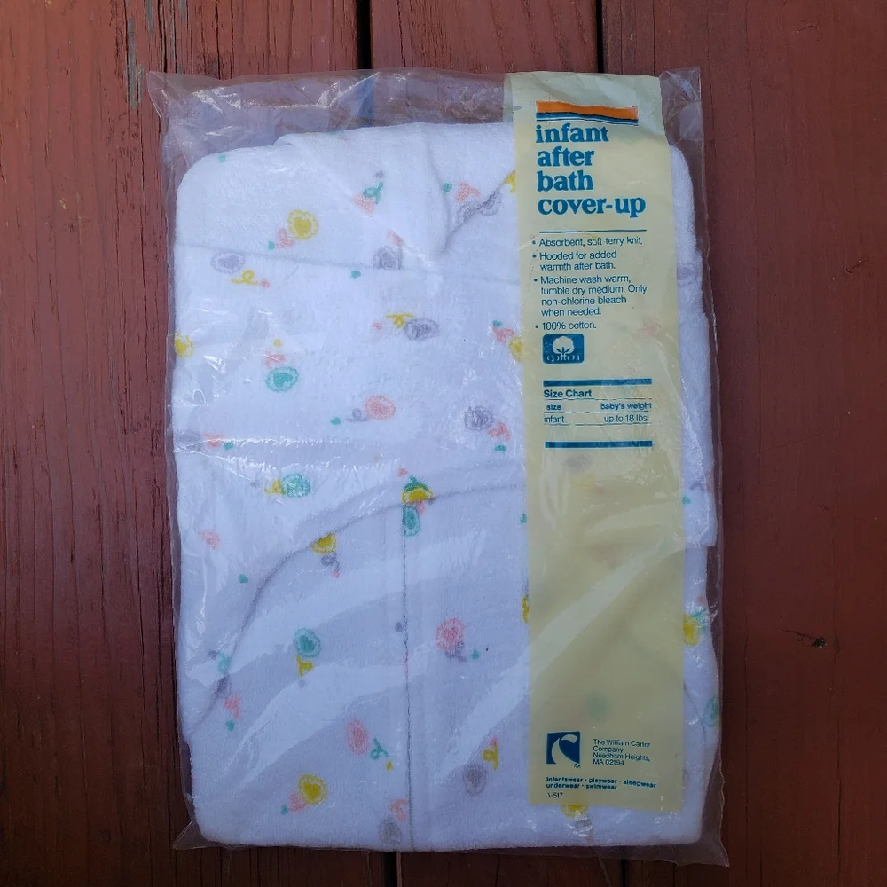 VINTAGE Carter's INFANT After Bath Cover Up 100% Cotton - Size: Up To 18 lbs.
